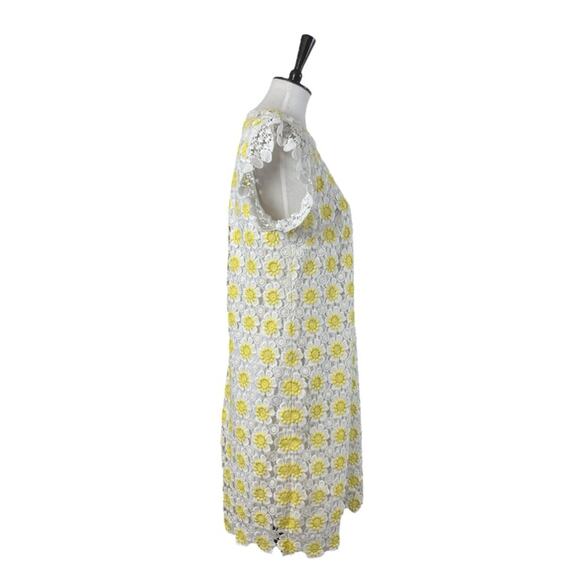 J.Crew Dress Crochet Lace Embroidered Shift White Yellow Daisy Floral Women’s 6 - Picture 3 of 13